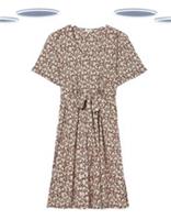 Ex Fat Face Fiona Floral Jersey Dress Multi V Neck Tie Waist (Slightly Defect) - 14 Regular