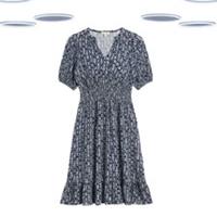 Ex Fat Face Womens Geo Print Jersey Dress Navy Short Sleeve (Slight Defect) - 12 Regular