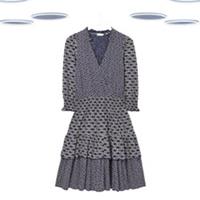 Ex Fat Face Women's Jersey Dress - Geo Print Tiered Navy (Slight Defect) - 10 Regular