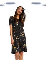 Ex Fat Face Women's Simone Dress - Short Sleeve Floral Black (Slight Defect) - 10 Regular