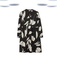 Ex Fat Face Womens Twilight Leaves Jersey Dress Black V Neck (Slight Defect) - 20 Regular