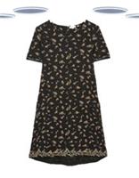 Ex Fat Face Women's Jersey Simone Dress Garden Floral Short Sleeve in Black - 6 Regular