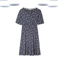 Ex Fat Face Women's Dress - Short Sleeve Delilah Prairie Navy (Slight Defect) - 10 Regular
