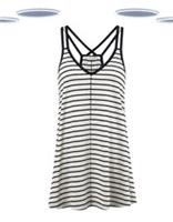 Ex Fat Face Womens Striped Tunic Top Black Racer Back Casual (Slight Defect) - 12 Regular