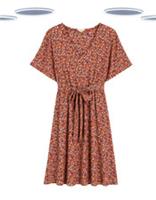 Ex Fat Face Fiona Floral Jersey Dress Pink V Neck Tie Waist (Slightly Defect) - 12 Regular