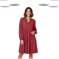 Ex Fat Face Women's Dress - Long Sleeve Printed Pintuck Pink (Slight Defect) - 12 Regular