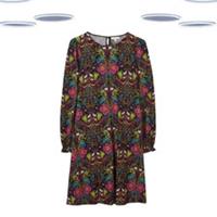 Ex Fat Face Women's Dress - Long Sleeve Floral Art Jersey Multi (Slight Defect) - 14 Regular