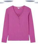 Ex Fat Face Pink Henley Top Cotton Lace Trim Womens Loungewear (Slight Defect) - 10 Regular