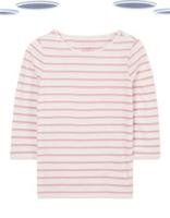 Ex Fat Face Breton Pink Mix Cotton Boat Neck 3/4 Sleeve T Shirt (Slight Defect) - 14 Regular