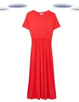 Ex Fat Face Women's Midi Dress - Short Sleeve Jersey Bright Red (Slight Defect) - 10 Regular