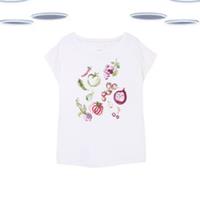 Ex Fat Face Women's T-Shirt - Short Sleeve Ivy Fruit Graphic White (Defect) - 14 Regular
