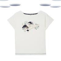 Ex Fat Face White Graphic Print Pyjama Top Cotton Modal Womens (Slight Defect) - 10 Regular