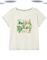 Ex Fat Face White Graphic Print Pyjama Top Cotton Blend Womens (Slight Defect) - 16 Regular