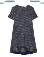 Ex Fat Face Women's Short Sleeve Simone Dot Wave Jersey Dress in Blue - 12 Regular