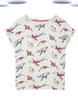 Ex Fat Face Womens White Whale Print Pyjama Jersey Top Cotton (Slight Defect) - L Regular