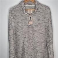 FatFace 1/4 Zip Sweatshirt Jumper XL Oatmeal Stripe Cotton Funnel Neck NWT - XL Regular
