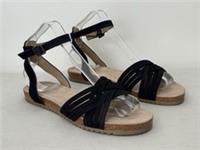 FatFace Women's Suede Leather Strappy flat black upper sandals RRP &pound;45.50