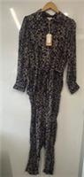 BNWT Ladies FATFACE Black/Purple Floral Long Sleeve Belted Jumpsuit UK 8- CG W72