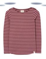 Ex Fat Face Women's T-shirt - Jersey Breton Long Sleeves Plum (Defect) Size 12 - 12 Regular