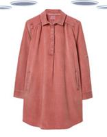 Ex Fat Face Womens Cord Shirt Dress Long Sleeve Pockets Pink (Slight Defect) - 12 Regular