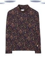 Ex Fat Face Womens Textured Spot Cotton Stretch Long Sleeve Selena High Neck Top - 12 Regular