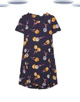 Ex Fat Face Women's Short Sleeve Simone Jersey Dress Navy Blooms Floral - 12 Regular