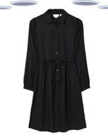 Ex Fat Face Women's Long Sleeve Corbe Shirt Dress Black (Slight Defect) - 12 Regular