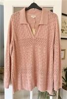 Fat Face Charlotte Textured Crochet Pointelle Knit Jumper Size 24 Peach Orange - 24 Regular