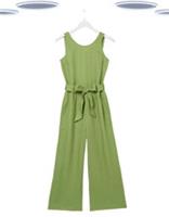 Ex Fat Face Women's Sleeveless Linen Belted Jumpsuit in Green - 6 Regular