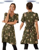 Ex Fat Face Women's Short Sleeve Blossom Jersey Dress In Green (Slight Defect) - 12 Regular