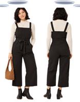 Ex Fat Face Women's Sleeveless Woven Linen Blend Jumpsuit - Black Phantom - 6 Regular