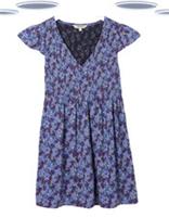 Ex Fat Face Women's Cap Sleeve Ink Floral Tunic in Purple Mix - 12 Regular