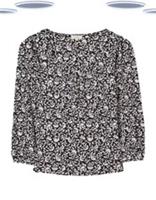 Ex Fat Face Women's 3/4 Sleeve Kara Vines Jersey Top in Black - 12 Regular