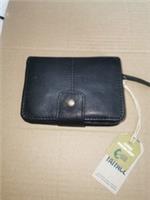 FatFace Etta Womens Foldover Zip Purse Black Leather