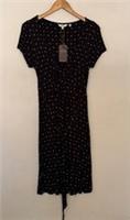 BNWT Ladies FAT FACE Black Camille Jersey Wrap Midi Dress UK 12 - CG N42 - 12 Regular