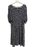Fat Face Floral Midi Dress 100% Viscose Blue UK 24, FI - 24 Regular