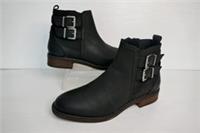 NEW FAT FACE DARK BROWN LEATHER DOUBLE BUCKLE RIDING STYLE ANKLE BOOTS UK 7,EU40