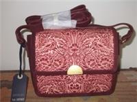 Fat Face 'VA Floral bouquet bag' burgundy red suede long shoulder strap new