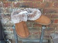 Fat Face faux tan suede Maia boot slipper mocassin fur lined 5-6