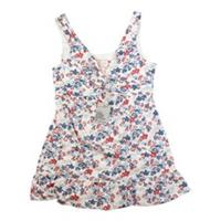 Fat Face Woman White Floral Tunic Dress Size UK 10 Cotton BNWT Summer Beach - 10 Regular