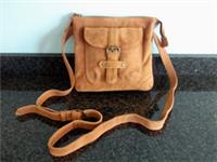Fat Face Libby tan brown real suede cross body shoulder bag