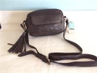 Fat Face Vienna Tassel cross body camera shoulder bag brown nubuck leather