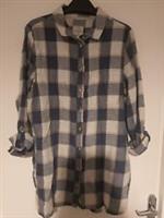 Fat Face Jane Check Longline Shirt Size 16 Blue Check
