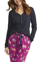 Ladies Fat Face Navy Lily Lace Henley Pyjama Top - 6 Regular