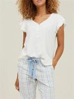 Ladies Fat Face Ivory Modal Blend V-Neck Frill Sleeve Top - RRP £29.99 - 12 Regular