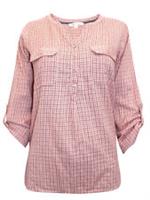 Ladies Fat Face Pink Pure Cotton Checked Print Pocket Blouse Top - RRP £48.00 - 10 Regular