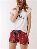 Ladies Fat Face White Pure Cotton Giraffe Lounge Top - 12 Regular