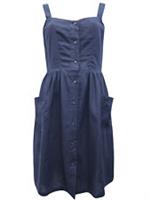 Ladies Fat Face Navy Pure Cotton Sleeveless Pocket Midi Dress - 14 Regular