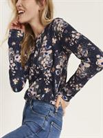 Ladies Fat Face Indigo Modal Blend Mary Polka Dot Meadow Floral Top - 12 Regular