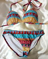 Fat Face Multi Patterned Wire Free Boost Padded Halterneck Bikini Set UK 8 - 8 Petites